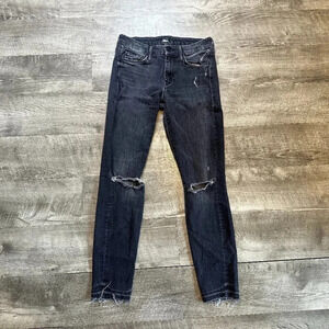 Mother Undone Hem Looker Ankle in Stealing Shadows Distressed Grey Size 26